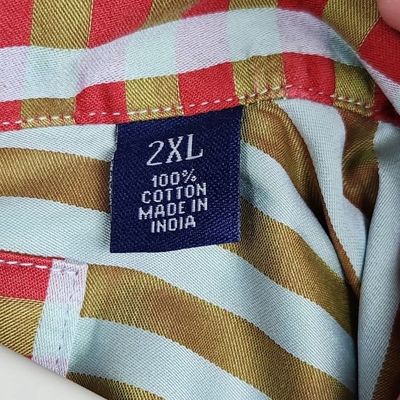 Robert Graham Red Green Silver Checkered Plaid Button Up Shirt Men's Size 2XL - Picture 6 of 9